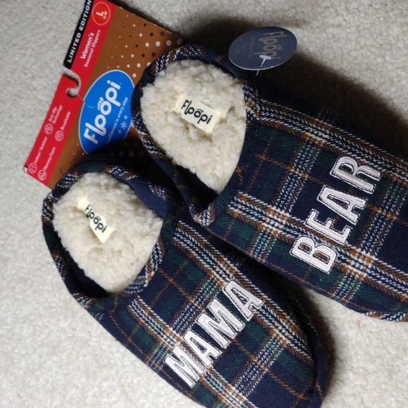 Floopi women's brown and green plaid Mama Bear slippers. NWT. Size 9-10 - Picture 8 of 9